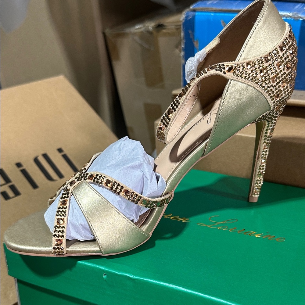 Elegant Gold High Heel Sandals